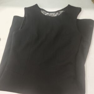 Classic Black Sleeveless Sheath Dress Lace Back